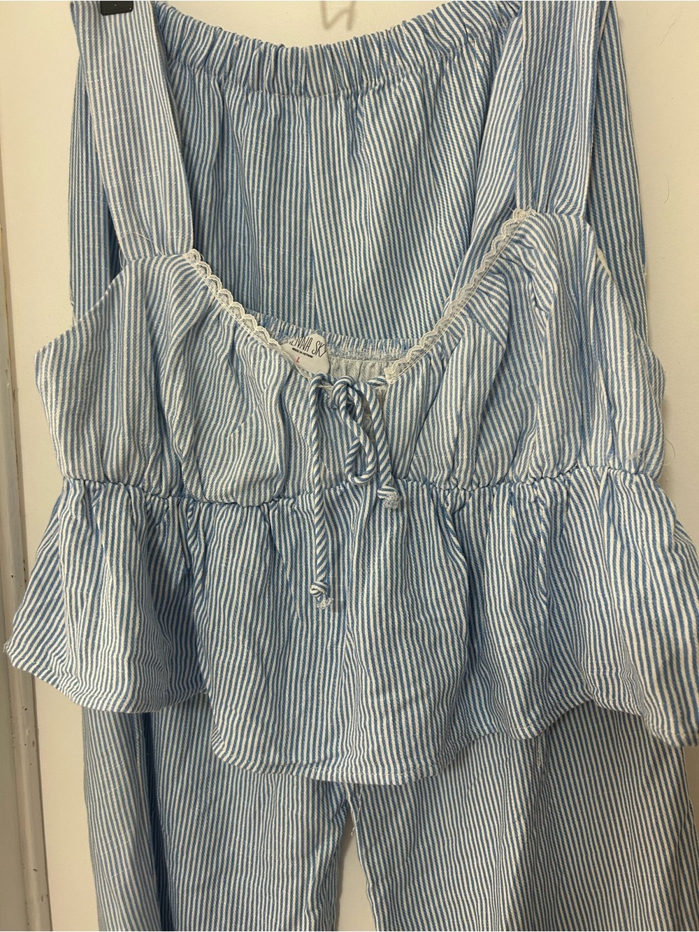 Sienna Sky Blue and White Striped Top